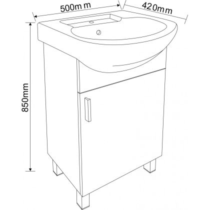 ICP 5285 Мебел за баня 50x85x42 бял PVC ЖАКЛИН !