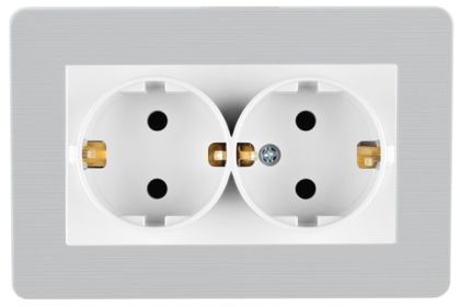 23412525  NILSON  СЕЛЕН Контакт двоен бял+сива рамка