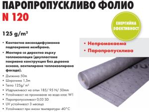 Паропропускливо фолио N120g/m2 дифуз.мембрана 1.5x50м